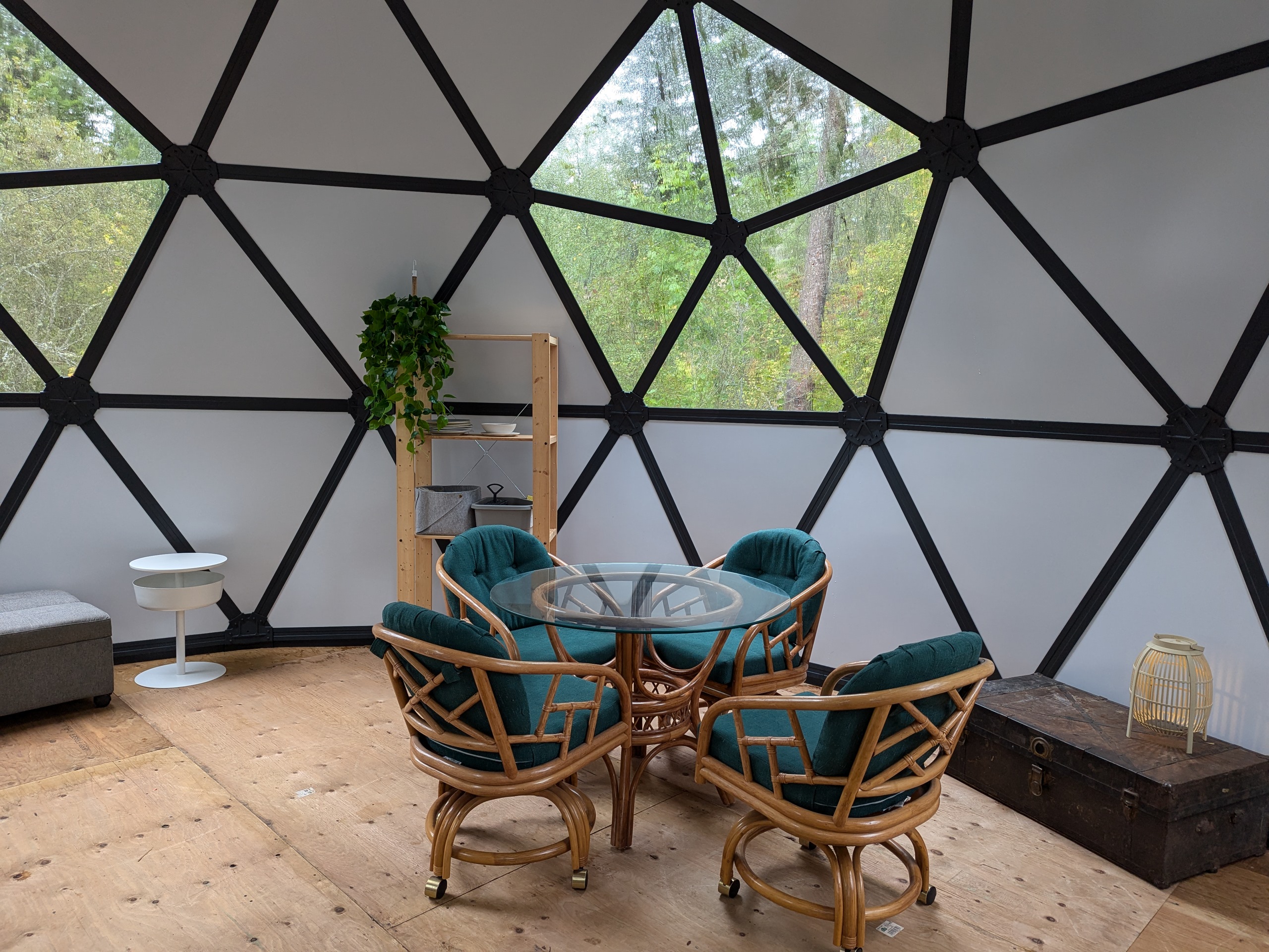 Round table with chairs inside the dome